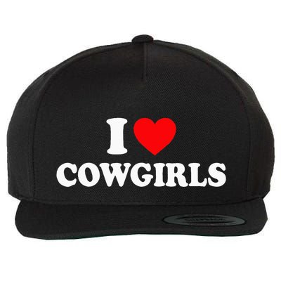 I Love Cowgirls I Heart Cowgirls Wool Snapback Cap