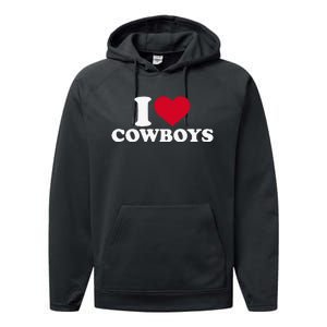 I Love Cowboys Performance Fleece Hoodie