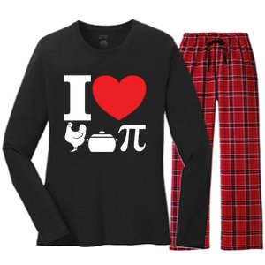 I Love Chicken Pot Pi Pie Day Math Great Gift Women's Long Sleeve Flannel Pajama Set 