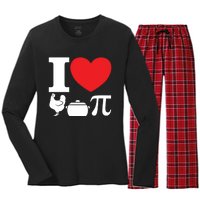 I Love Chicken Pot Pi Pie Day Math Great Gift Women's Long Sleeve Flannel Pajama Set 