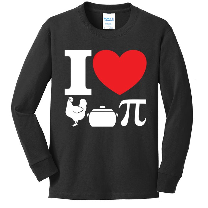 I Love Chicken Pot Pi Pie Day Math Great Gift Kids Long Sleeve Shirt