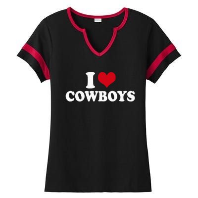 I Love Cowboys Ladies Halftime Notch Neck Tee