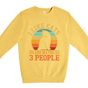 I Like Cats And Maybe 3 People Cat Funny Father's Day Premium Crewneck Sweatshirt