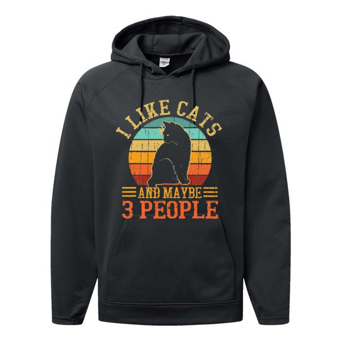 I Like Cats And Maybe 3 People Cat Funny Father's Day Performance Fleece Hoodie