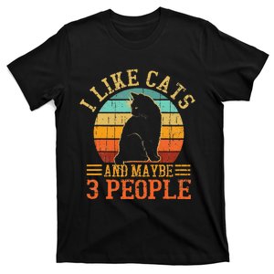 I Like Cats And Maybe 3 People Cat Funny Father's Day T-Shirt