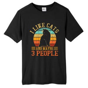 I Like Cats And Maybe 3 People Cat Funny Father's Day Tall Fusion ChromaSoft Performance T-Shirt