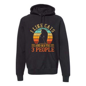 I Like Cats And Maybe 3 People Cat Funny Father's Day Premium Hoodie