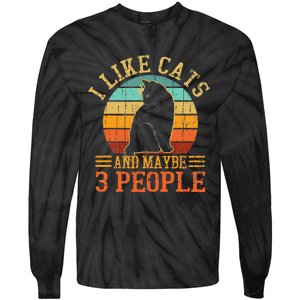 I Like Cats And Maybe 3 People Cat Funny Father's Day Tie-Dye Long Sleeve Shirt