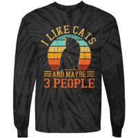 I Like Cats And Maybe 3 People Cat Funny Father's Day Tie-Dye Long Sleeve Shirt