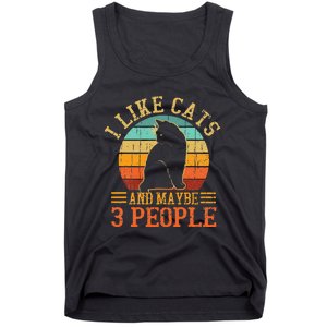 I Like Cats And Maybe 3 People Cat Funny Father's Day Tank Top