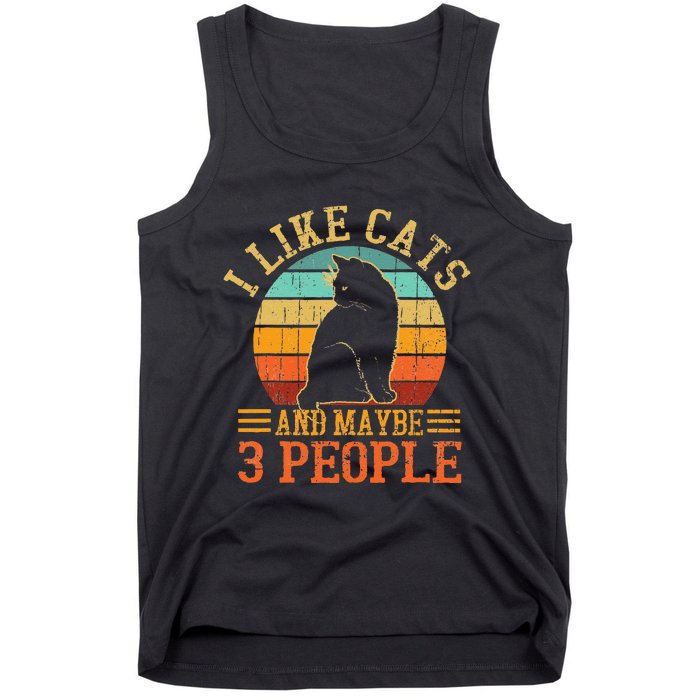 I Like Cats And Maybe 3 People Cat Funny Father's Day Tank Top