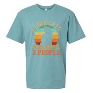 I Like Cats And Maybe 3 People Cat Funny Father's Day Sueded Cloud Jersey T-Shirt