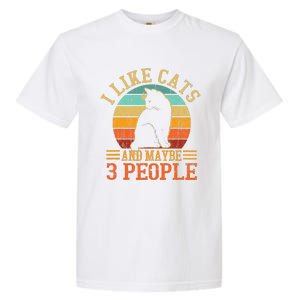 I Like Cats And Maybe 3 People Cat Funny Father's Day Garment-Dyed Heavyweight T-Shirt