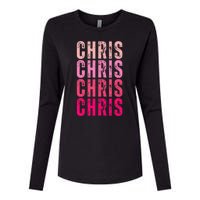 I Love Chris First Name Chris Vintage Womens Cotton Relaxed Long Sleeve T-Shirt