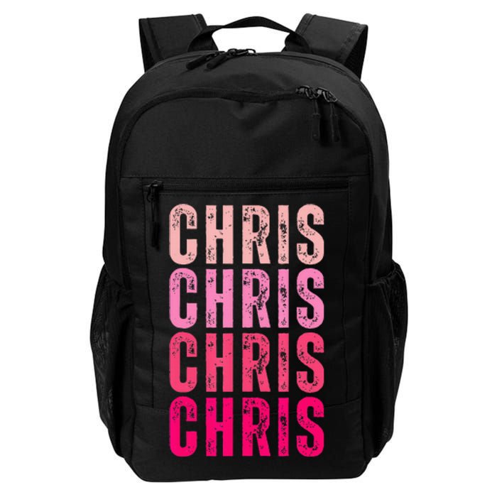 I Love Chris First Name Chris Vintage Daily Commute Backpack