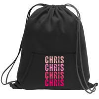 I Love Chris First Name Chris Vintage Sweatshirt Cinch Pack Bag