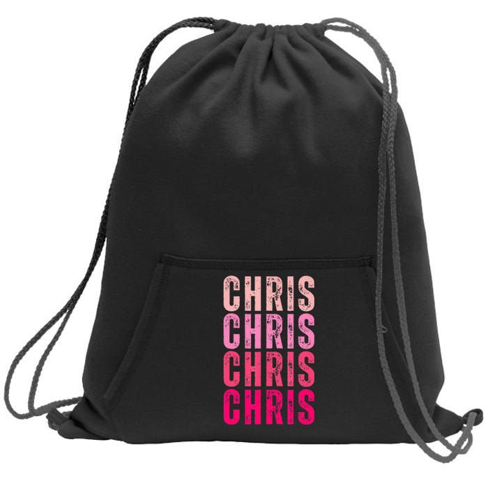 I Love Chris First Name Chris Vintage Sweatshirt Cinch Pack Bag