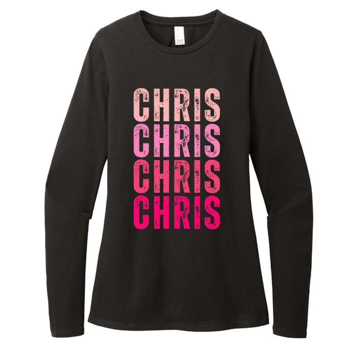 I Love Chris First Name Chris Vintage Womens CVC Long Sleeve Shirt