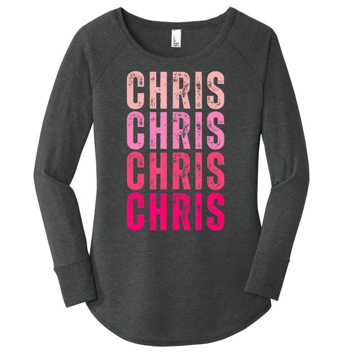 I Love Chris First Name Chris Vintage Women's Perfect Tri Tunic Long Sleeve Shirt