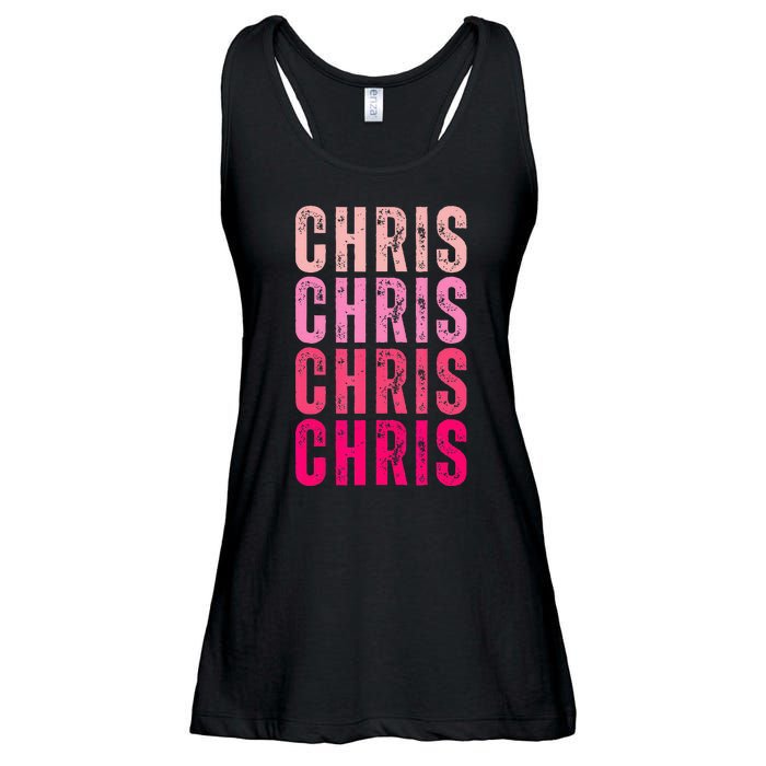 I Love Chris First Name Chris Vintage Ladies Essential Flowy Tank