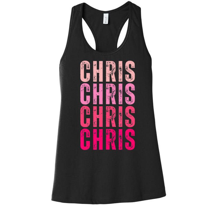 I Love Chris First Name Chris Vintage Women's Racerback Tank