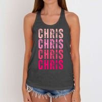 I Love Chris First Name Chris Vintage Women's Knotted Racerback Tank