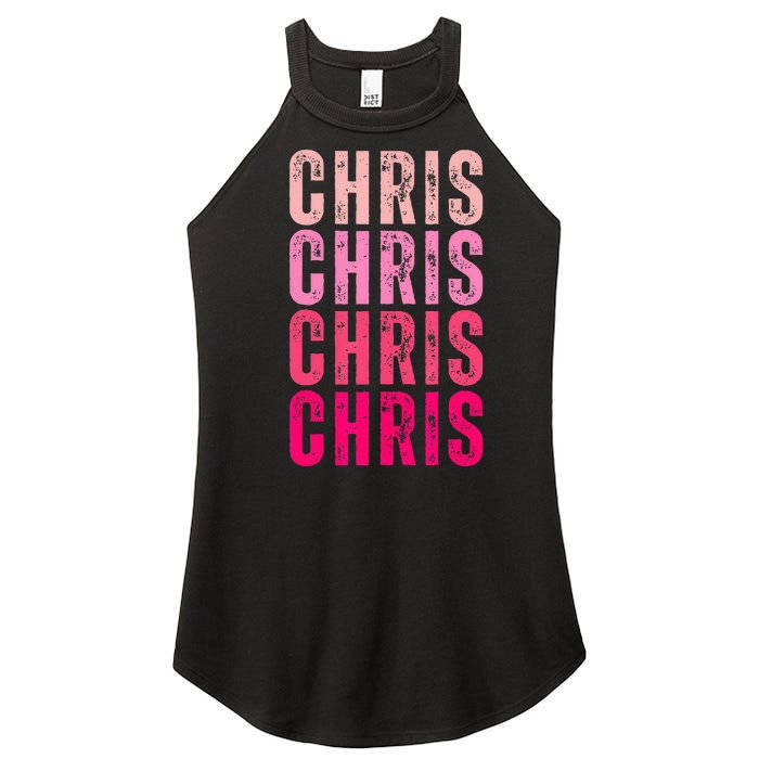 I Love Chris First Name Chris Vintage Women's Perfect Tri Rocker Tank