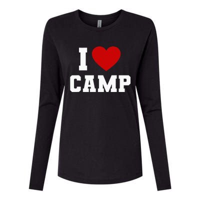 I Love Camp Summer Camp Camping S'more Glamping Outdoor Womens Cotton Relaxed Long Sleeve T-Shirt