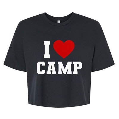 I Love Camp Summer Camp Camping S'more Glamping Outdoor Bella+Canvas Jersey Crop Tee