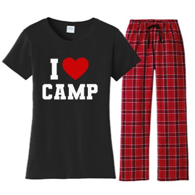 I Love Camp Summer Camp Camping S'more Glamping Outdoor Women's Flannel Pajama Set