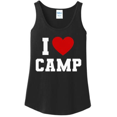 I Love Camp Summer Camp Camping S'more Glamping Outdoor Ladies Essential Tank