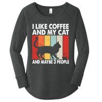 I Like Coffee And My Cat And Maybe 3 People Vintage Women's Perfect Tri Tunic Long Sleeve Shirt