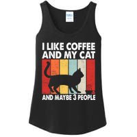 I Like Coffee And My Cat And Maybe 3 People Vintage Ladies Essential Tank