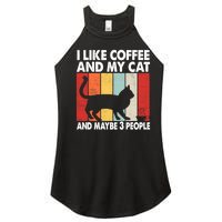 I Like Coffee And My Cat And Maybe 3 People Vintage Women's Perfect Tri Rocker Tank