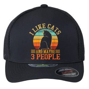 I Like Cats And Maybe 3 People Cat Lover, Cat Dad, Cat Mom Flexfit Unipanel Trucker Cap