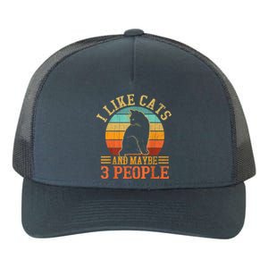 I Like Cats And Maybe 3 People Cat Lover, Cat Dad, Cat Mom Yupoong Adult 5-Panel Trucker Hat