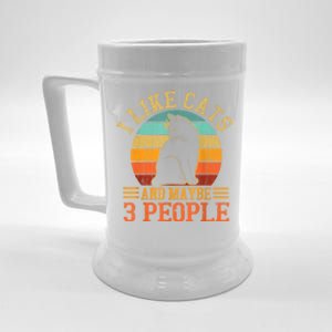 I Like Cats And Maybe 3 People Cat Lover, Cat Dad, Cat Mom Beer Stein