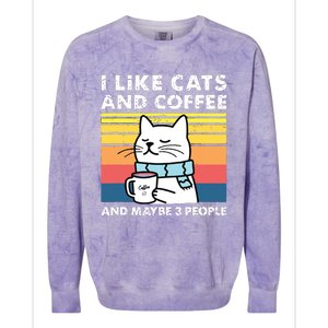 I Like Cats And Coffee And Maybe 3 People Funny Love Cats Colorblast Crewneck Sweatshirt