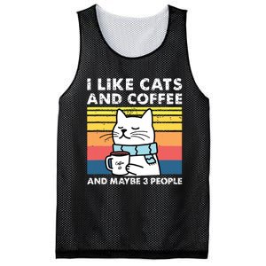 I Like Cats And Coffee And Maybe 3 People Funny Love Cats Mesh Reversible Basketball Jersey Tank