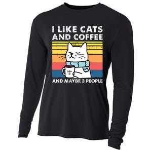 I Like Cats And Coffee And Maybe 3 People Funny Love Cats Cooling Performance Long Sleeve Crew