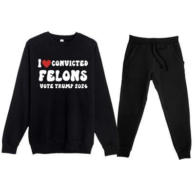 I Love Convicted Felons Vote Trump 2024 Election Gift Premium Crewneck Sweatsuit Set