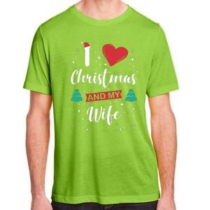 I Love Christmas And My Wife I Snowflakes Xmas Tree Adult ChromaSoft Performance T-Shirt