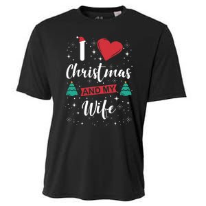 I Love Christmas And My Wife I Snowflakes Xmas Tree Cooling Performance Crew T-Shirt