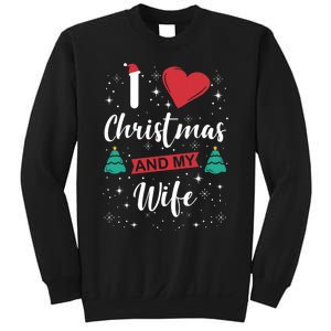 I Love Christmas And My Wife I Snowflakes Xmas Tree Sweatshirt