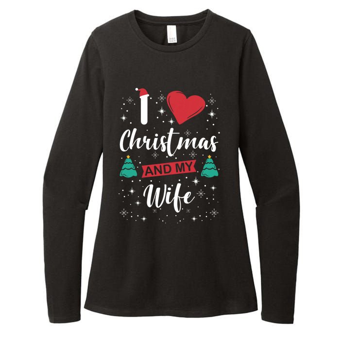 I Love Christmas And My Wife I Snowflakes Xmas Tree Womens CVC Long Sleeve Shirt