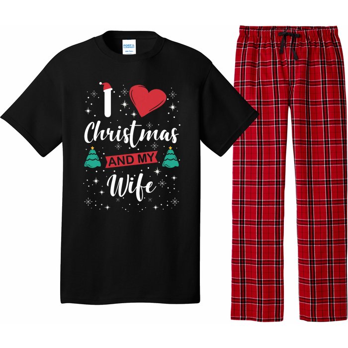 I Love Christmas And My Wife I Snowflakes Xmas Tree Pajama Set