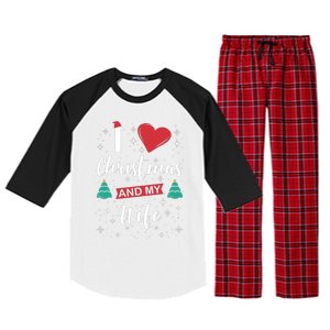 I Love Christmas And My Wife I Snowflakes Xmas Tree Raglan Sleeve Pajama Set