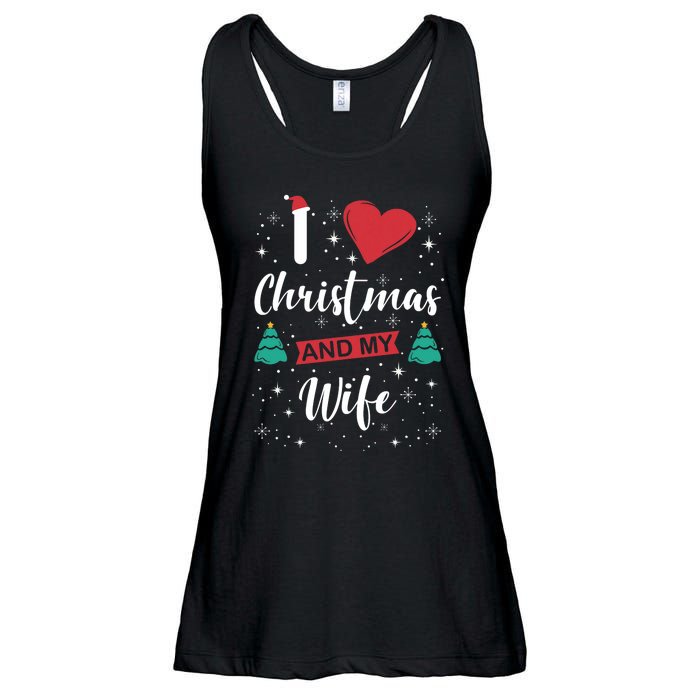 I Love Christmas And My Wife I Snowflakes Xmas Tree Ladies Essential Flowy Tank