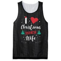 I Love Christmas And My Wife I Snowflakes Xmas Tree Mesh Reversible Basketball Jersey Tank