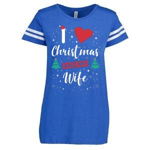 I Love Christmas And My Wife I Snowflakes Xmas Tree Enza Ladies Jersey Football T-Shirt